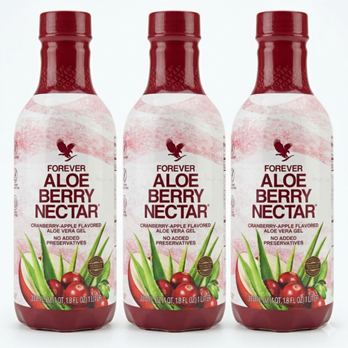 Forever Aloe Berry Nectar 3-Pack, HALAL Cranberry Apple Drink