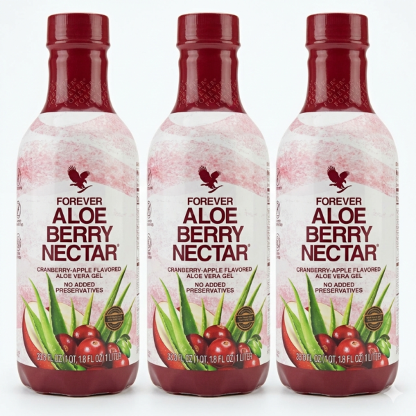 Forever Aloe Berry Nectar 3-Pack, HALAL Cranberry Apple Drink
