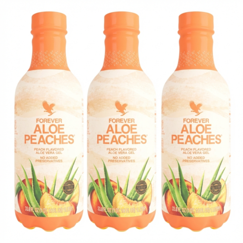 Forever Aloe Peaches Drink, 3-Pack: HALAL, Kosher, Vegan